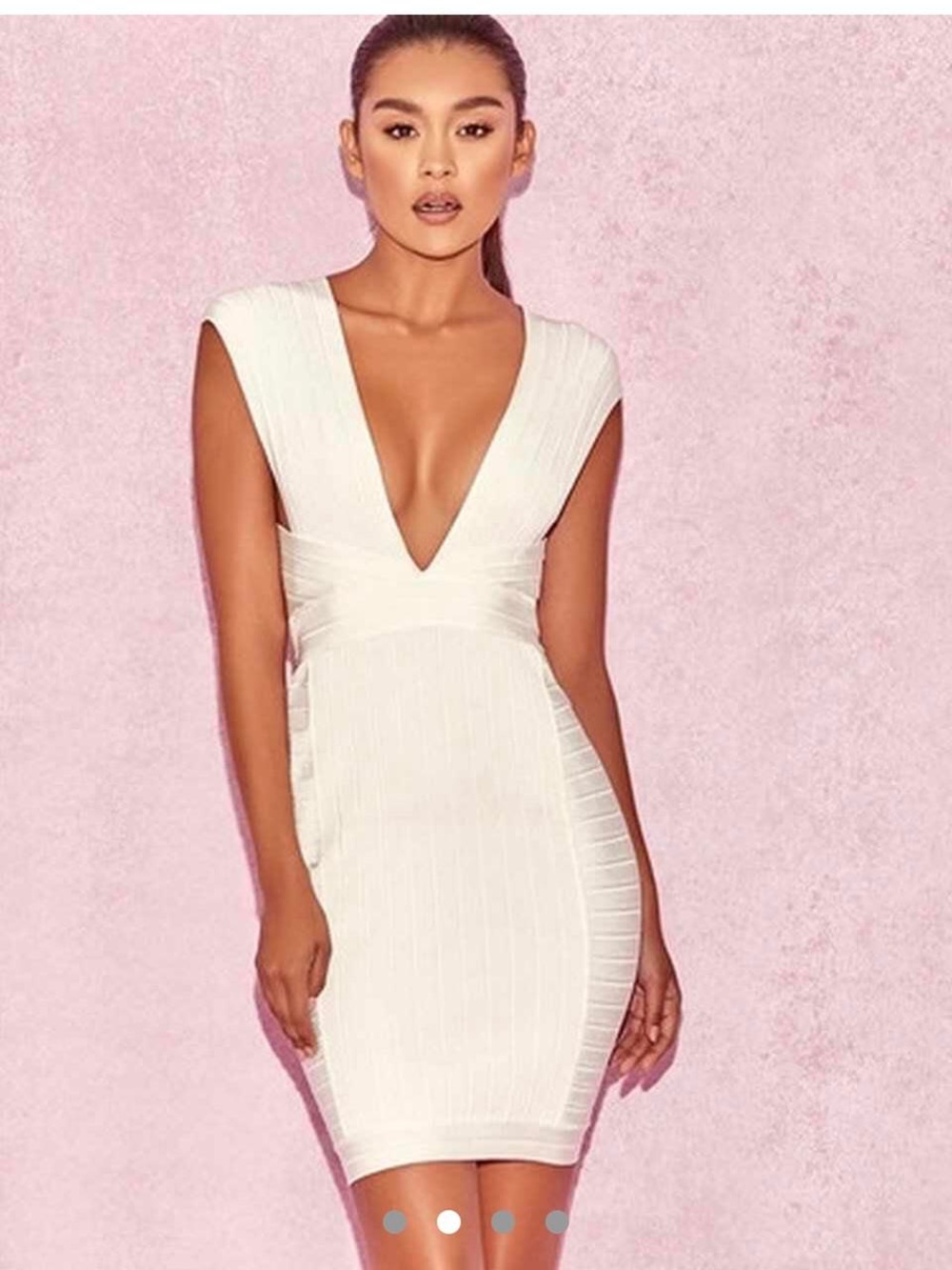 House of CB White V-Neck Bandage Mini Dress